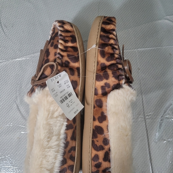 - J.Crew Leopard Calf Hair Moccasin Slippers - Size 8M 9M - Item AF727 - Picture 6 of 8